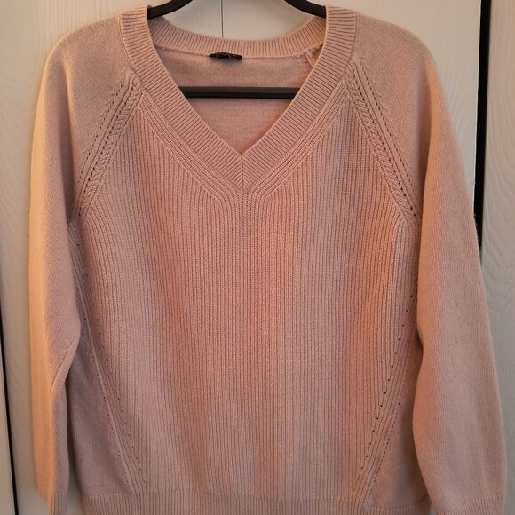 (3) Talbots V-Neck Sweaters - Tan, Lt. Rose, Blue - Size Petite Large - Picture 9 of 14